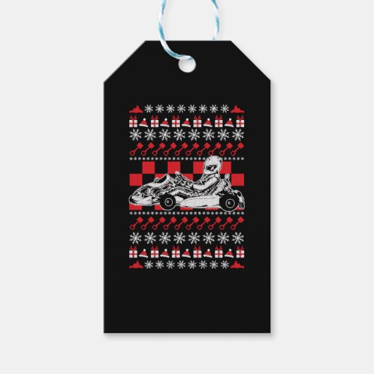 Go Kart Racing Kerstmis Cadeaulabel (Voorkant)