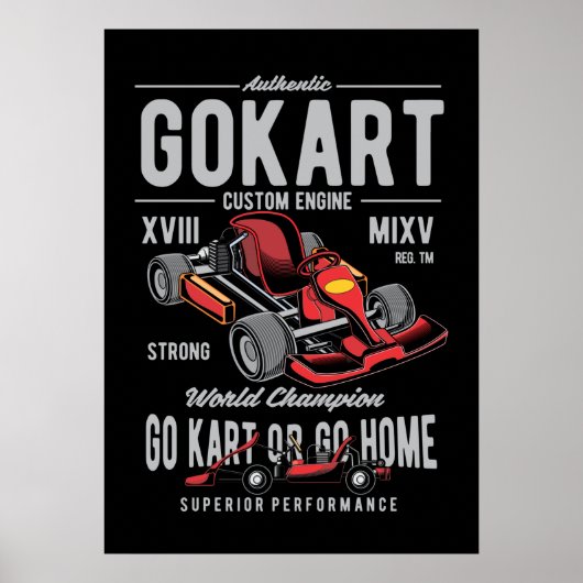 Go-Kart Racing Logo Poster (Voorkant)