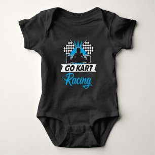 Go Kart Racing Silhouette Flag Goal Winner Romper