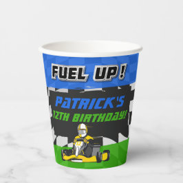 Go Kart verjaardagsfeestje geruit Papieren Bekers