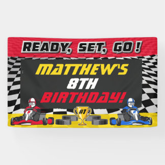 Go Kart Verjaardagsfeestje Racing Spandoek