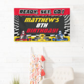 Go Kart Verjaardagsfeestje Racing Spandoek (Insitu)
