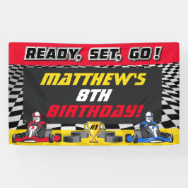 Go Kart Verjaardagsfeestje Racing Spandoek