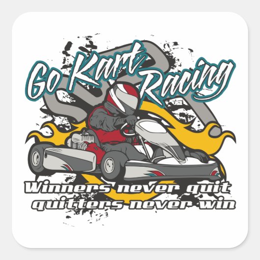 Go Kart Winners Vierkante Sticker (Voorkant)