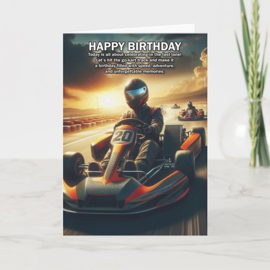 Go Karting Carte d'anniversaire à thème (Devant)
