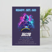 Go Karting Go Kart Racing Auto Jongen Verjaardagsf Kaart (Staand voorkant)