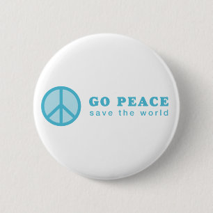 Go Peace (blauw) Ronde Button 5,7 Cm