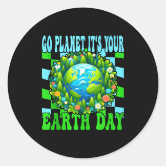 Go planet earth day cute earth nature lovers tank ronde sticker