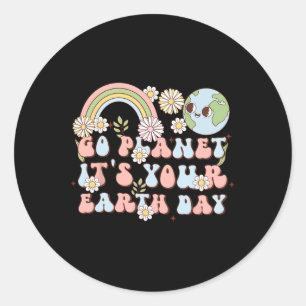 Go Planet It's Your Earth Day Grappig Wetenschapsc Ronde Sticker