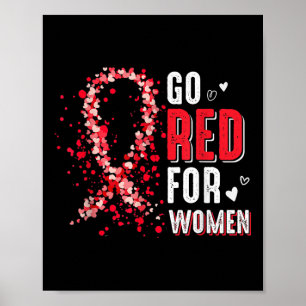 Go Red voor Vrouwen Ribbon Hart Ziekte Bewustzijn Poster