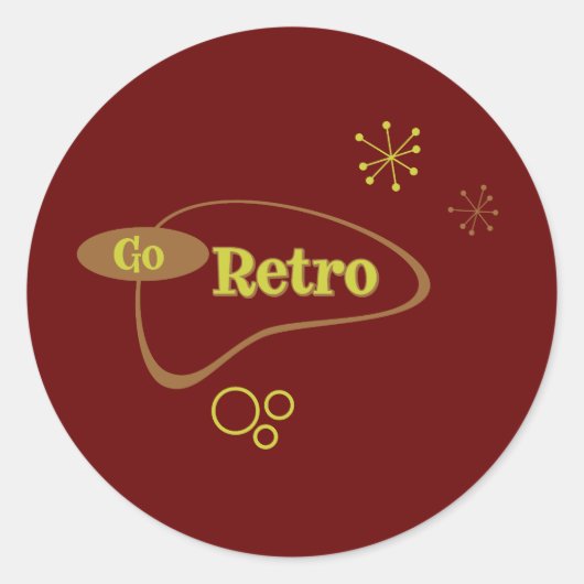 Go Retro MidCentury Modern Ronde Sticker (Voorkant)
