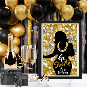 Go Shorty 90's Old School Hip Hop Birthday Glitter Poster