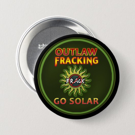 "GO SOLAR - Button van het Onrechtmatige Fracking" (Voorkant /achterkant)