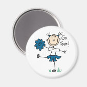 Go Team Blue Cheerleader Magnet Magneet (Voorkant / Achterkant)
