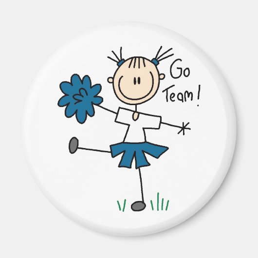 Go Team Blue Cheerleader Magnet Magneet (Voorkant)