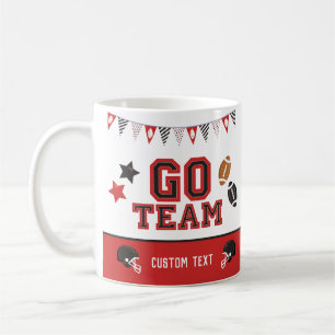Go Team Football Fan Red and Black Festive Sports Koffiemok