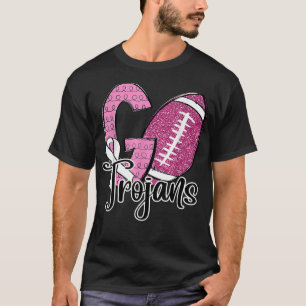 Go Trojans School Sports Fan Spirit Breast Cancer T-shirt