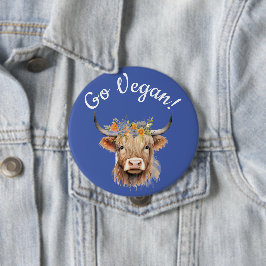 Go Vegan Animal Rights Koe Ronde Button 4,0 Cm