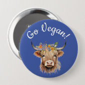 Go Vegan Animal Rights Koe Ronde Button 4,0 Cm (Voorkant /achterkant)