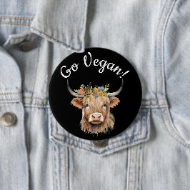 Go Vegan Animal Rights Koe Ronde Button 4,0 Cm