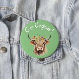 Go Vegan Animal Rights Koe Ronde Button 4,0 Cm