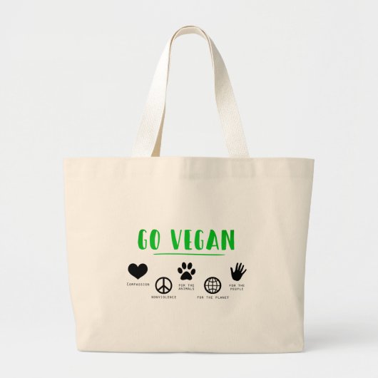 Go Vegan Grote Tote Bag (Voorkant)
