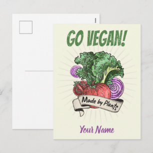 Go Vegan Made door Planten veggie vegetariërs Feestdagenkaart