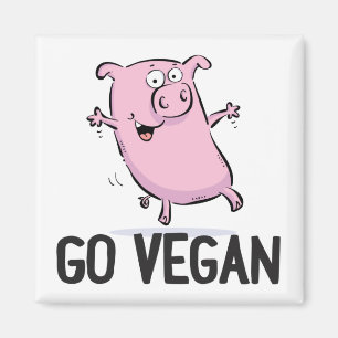 Go Vegan Magnet met Varken Magneet
