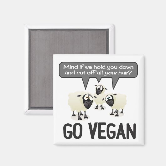 Go Vegan No Wool Magnet (Recto/Verso)