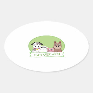 Go Vegan Ovale Sticker