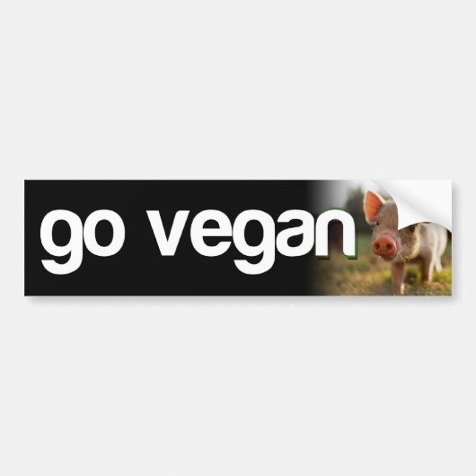 GO VEGAN - piggy Bumpersticker (Voorkant)