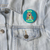 Go Vegan Sloth Cute Badge Pin Button (In situ)