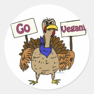 Go Vegan - Talking Turkey Ronde Sticker