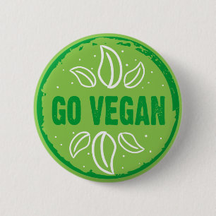 Go Vegan, vegan, veggie, vegetariër, Ronde Button 5,7 Cm