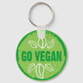 Go Vegan, vegan, veggie, vegetariër, Sleutelhanger (Achterkant)