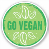 Go Vegan, vegan, veggie, vegetariër, Sticker (Voorkant)