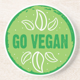 Go Vegan, vegan, veggie, vegetariër, Zandsteen Onderzetter