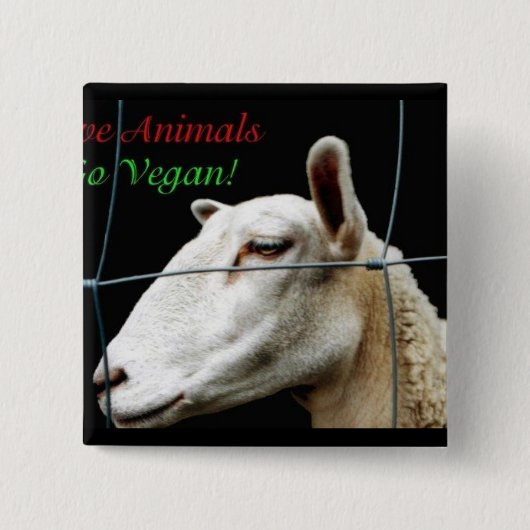 Go Vegan Vierkante Button 5,1 Cm (Voorkant)