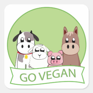 Go Vegan Vierkante Sticker