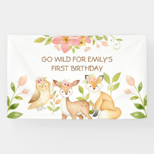 Go Wild 1e Verjaardag Bosdieren Banner