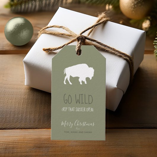 Go Wild Buffalo Adventures Patroon Wit ID602 Cadeaulabel