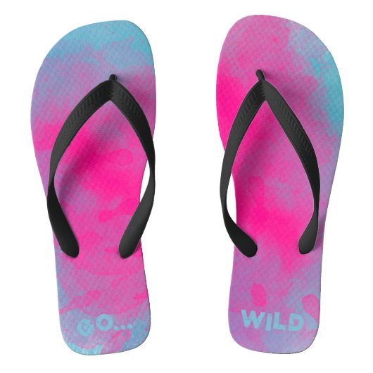 GO WILD - Roze Blauwe Verf Waterverf Splatter Teenslippers (Voetbed)