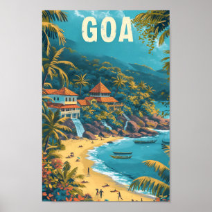 Goa Beach India Kunst Reizen Illustratie Poster