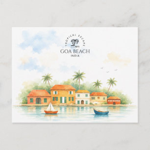 Goa, India aandenken Watercolor Reis Briefkaart