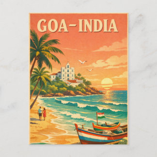 Goa, India, in klassieke retro-reisstijl Briefkaart