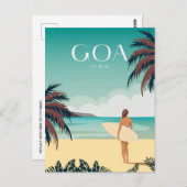 GOA, India Reizen waterverf retro Briefkaart (Voorkant / Achterkant)