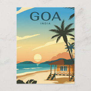  GOA, India Reizen waterverf retro Briefkaart