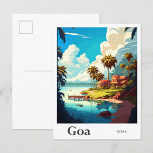 Goa India Vintage Travel Illustratie Briefkaart