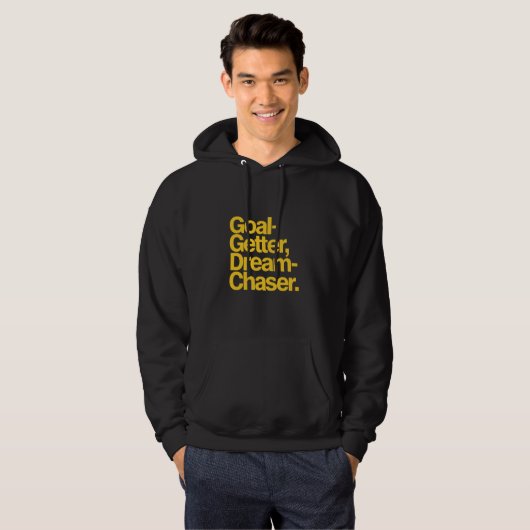 Goal Getter Dream Chaser Yellow Typography Hoodie (Voorkant volledig)