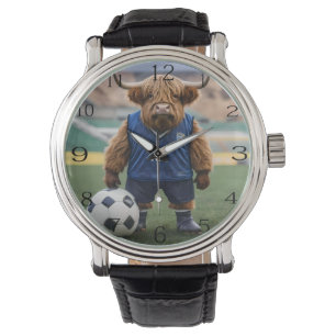 Goal-Getter: Een Highland Koe gekleed voor voetbal Horloge